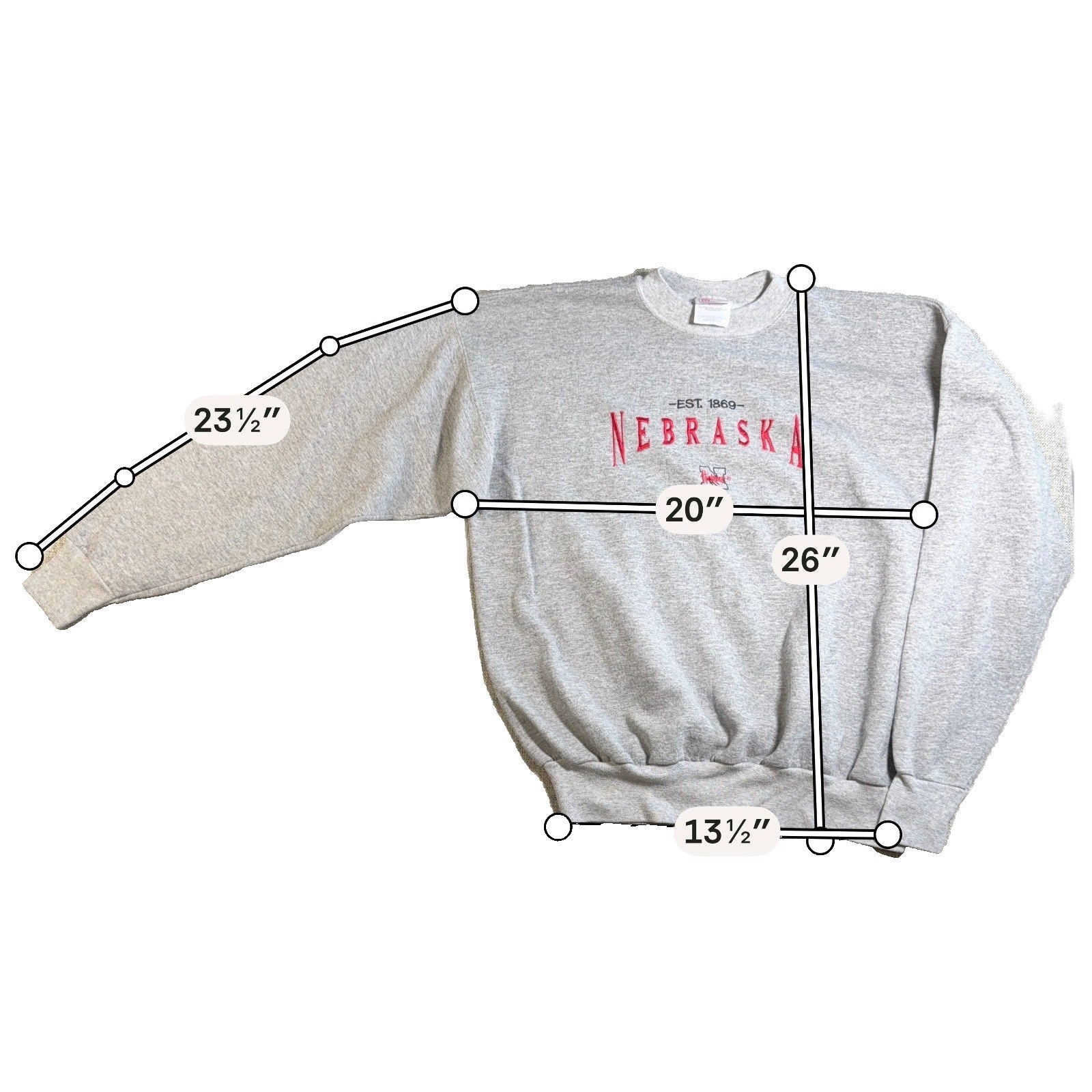 Vintage Nebraska Cornhuskers Sweatshirt Adult L Gray Embroidered Hanes NCAA