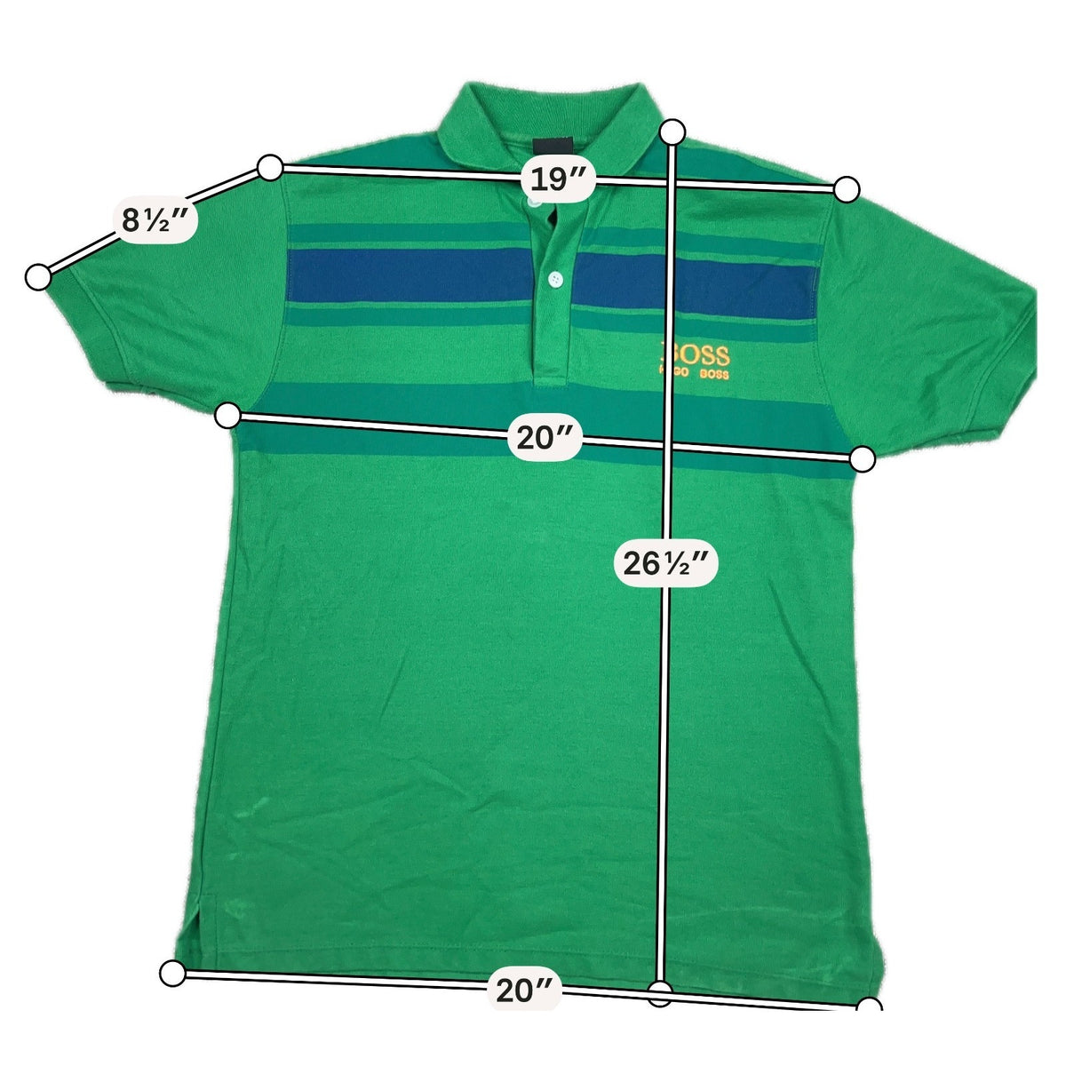 BOSS Hugo Boss Men's Green Colorblock Stripe Pique Polo Shirt 20in Chest