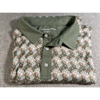 Mizzen+Main Polo Shirt Mens XXL Trim Green Cactus Print Golf Performance