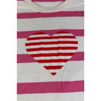 Time and Tru Pink Striped Heart Sweater XXXL 22 Coquette Valentine Knit