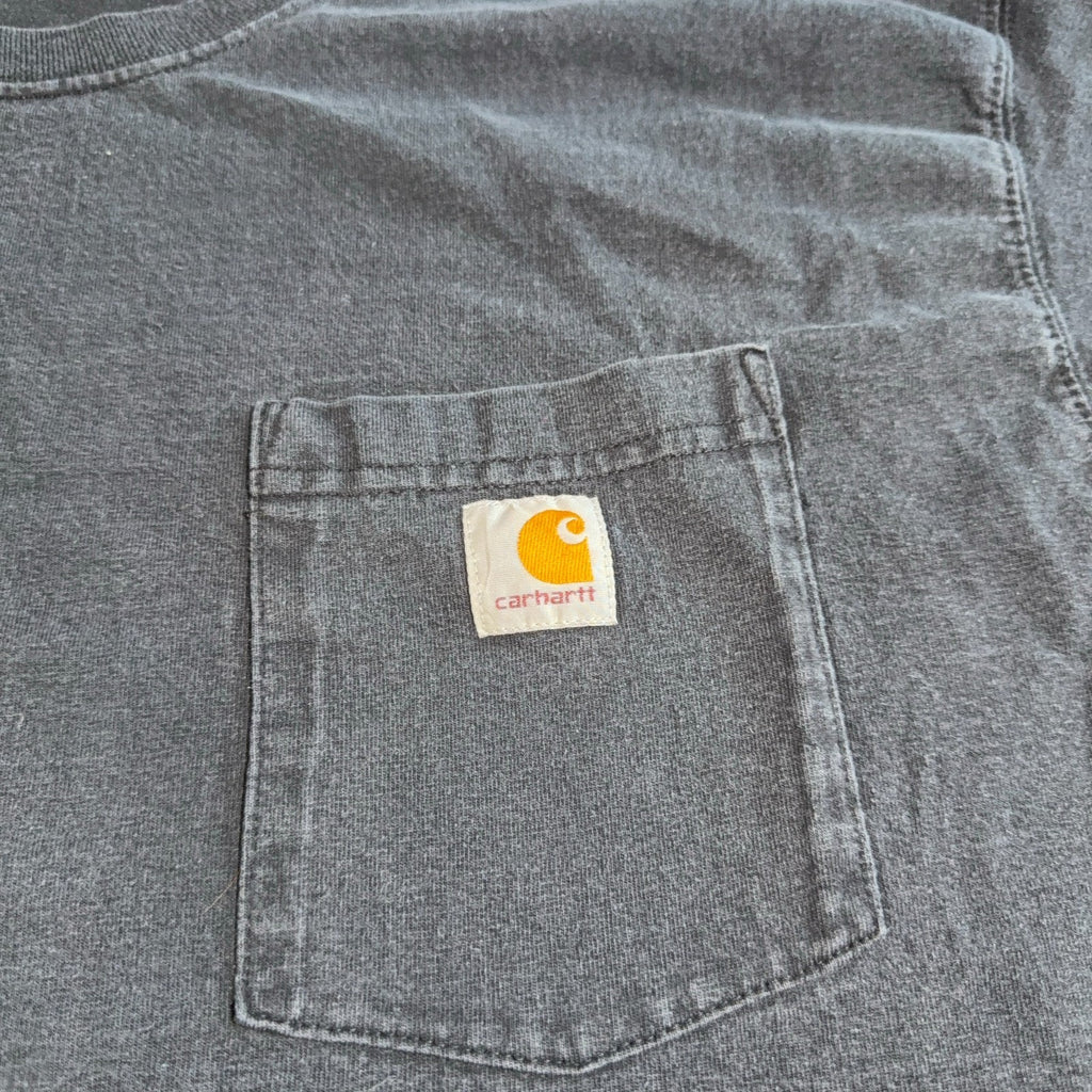 Carhartt Pocket T Shirt Men XL Tall Faded Black Heavyweight Workwear Cotton