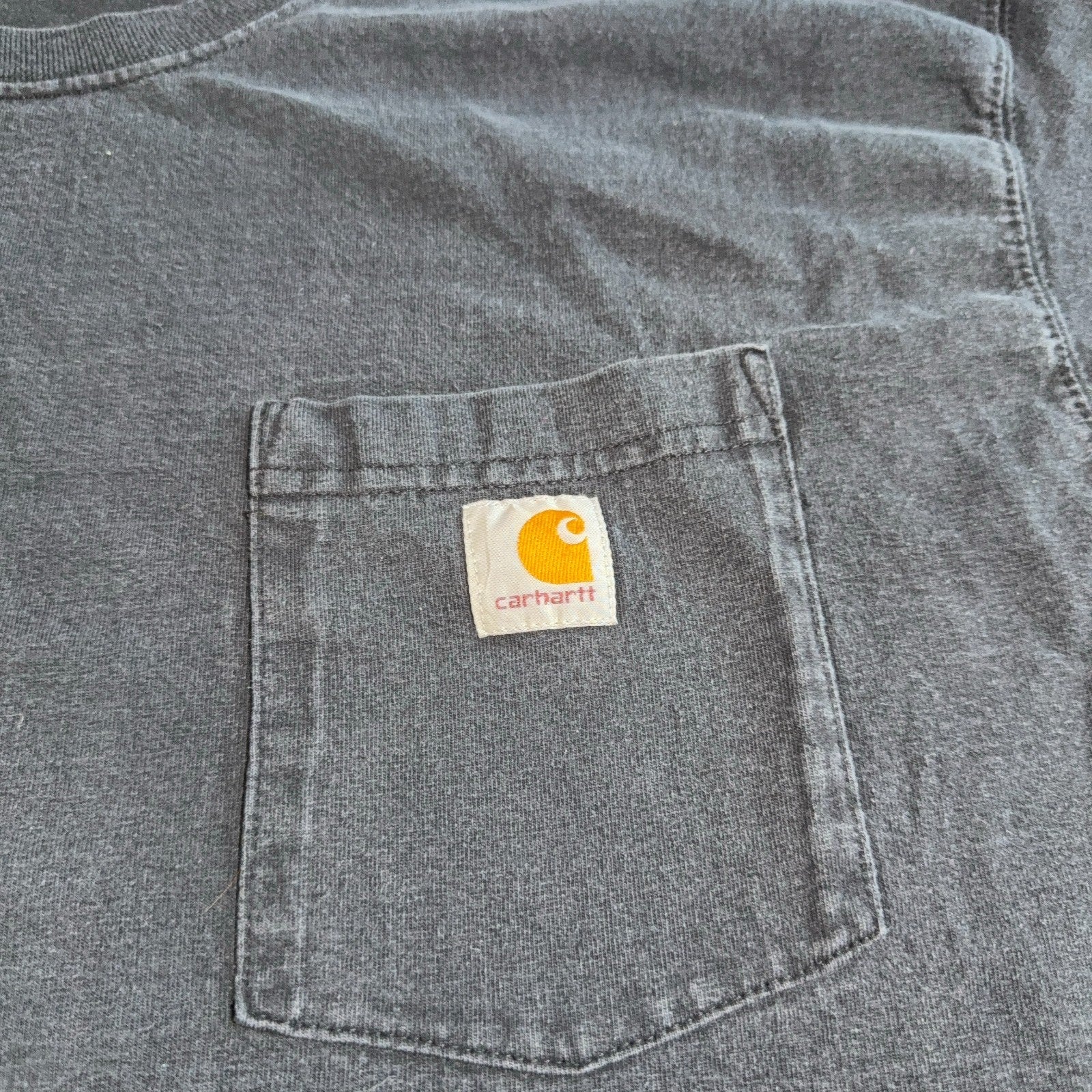 Carhartt Pocket T Shirt Men XL Tall Faded Black Heavyweight Workwear Cotton