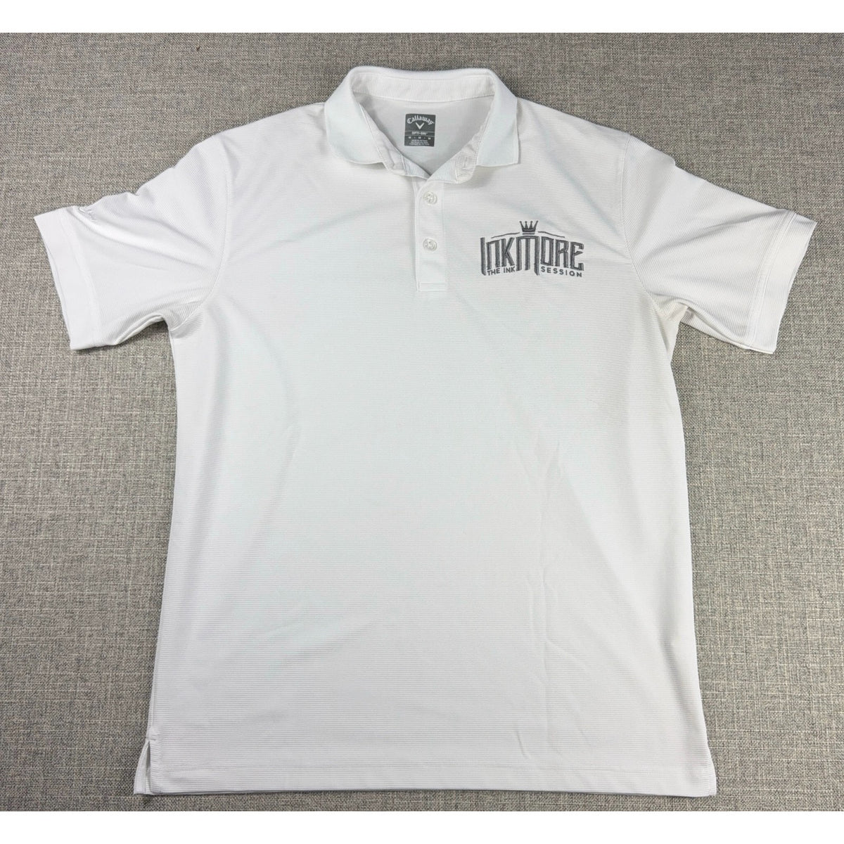 Callaway Opti-Dri Golf Polo Mens M White Ink Tour Embroidered Performance Shirt