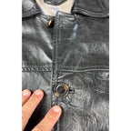 Transmission Leather Company Black Genuine Leather Jacket Mens XL Car Coat Y2K