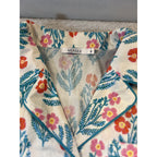 Mersea Floral Pajama Top Womens Small Cotton Button Front Lounge Sleep Shirt Cot
