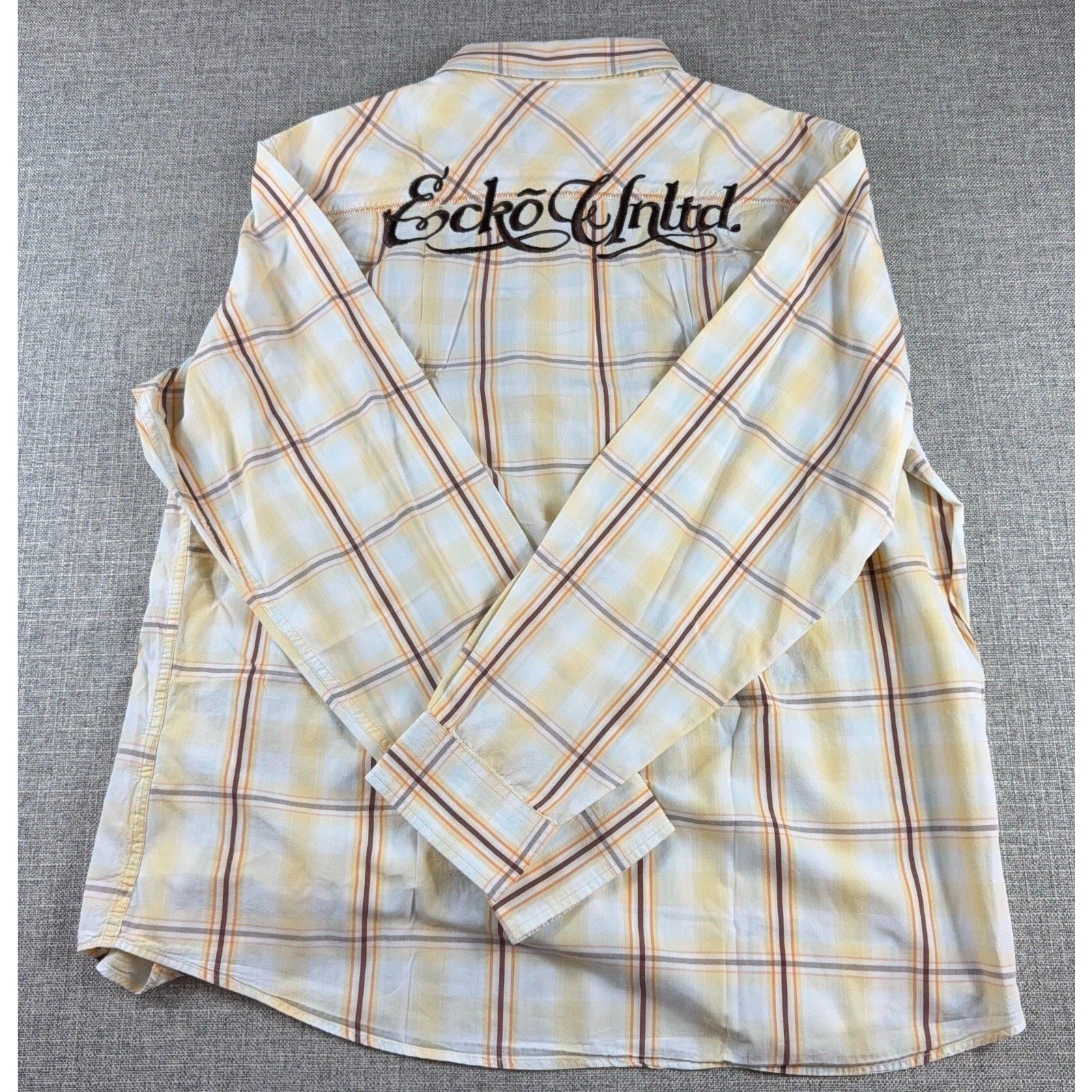 Ecko Unltd Marc Ecko Shirt XXL Plaid Embroidered Y2K Paisley Logo Streetwear
