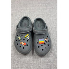Crocs Classic Lined Clogs Gray M6 W8 Unisex Fleece Shoes w/ 5 Charms