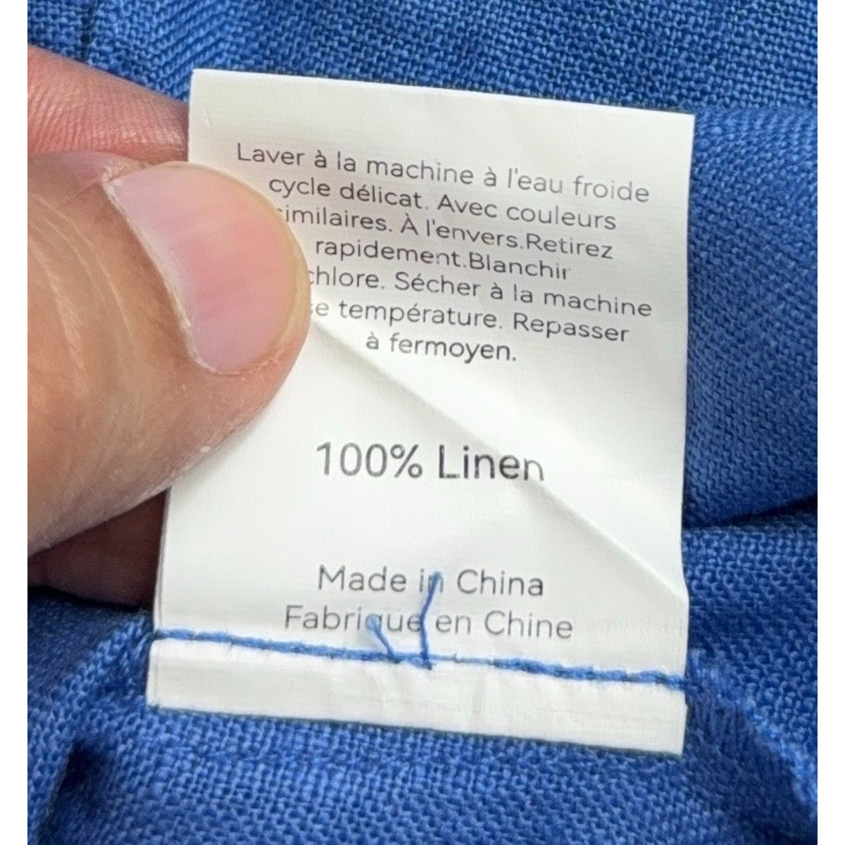 LINTICO 100% Linen Blue Button Front Blouse NWT Women’s 3/4 Sleeve
