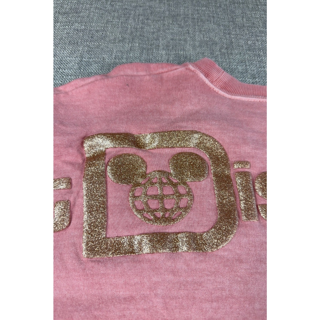 Walt Disney World Spirit Jersey XS Pink Rose Gold Glitter Long Sleeve Disney