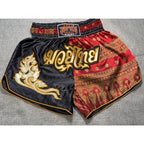 Thai Battle Boxing Muay Thai Shorts L Red Black Gold Embroidered Thailand