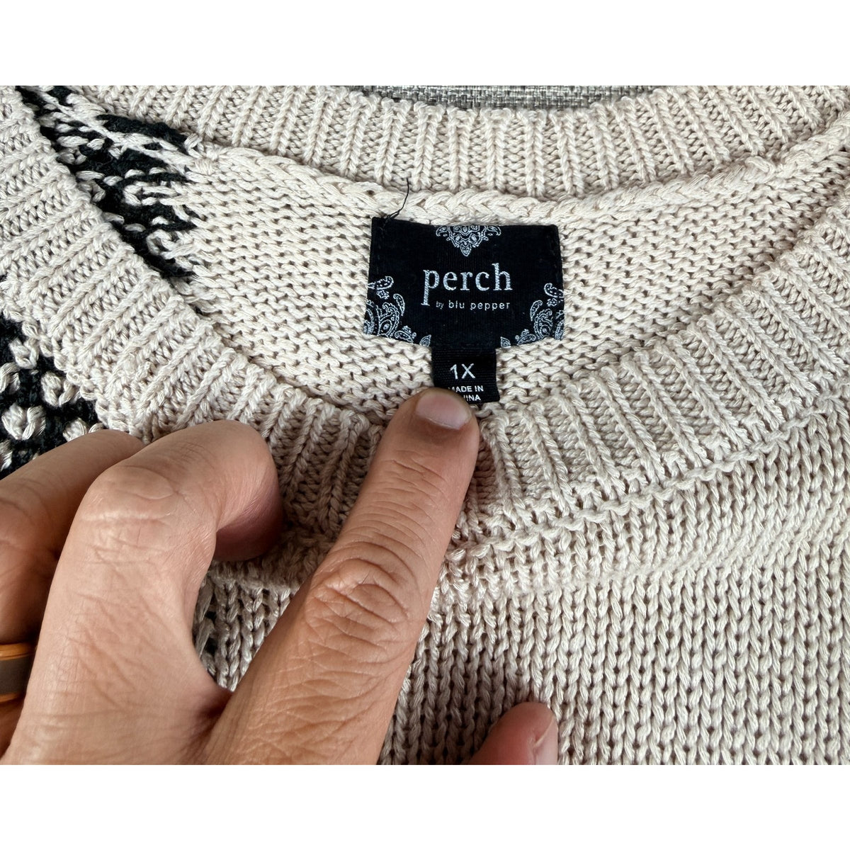 Perch by Blu Pepper Womens 1X Patchwork Knit Sweater Vest Colorblock Oversized