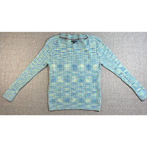 Tommy Hilfiger Womens M Cable Knit Sweater Pastel Marled Crewneck Preppy