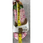 Vintage Style Hand Painted Floral Wooden Clogs White Leather Hydrangea Sandals