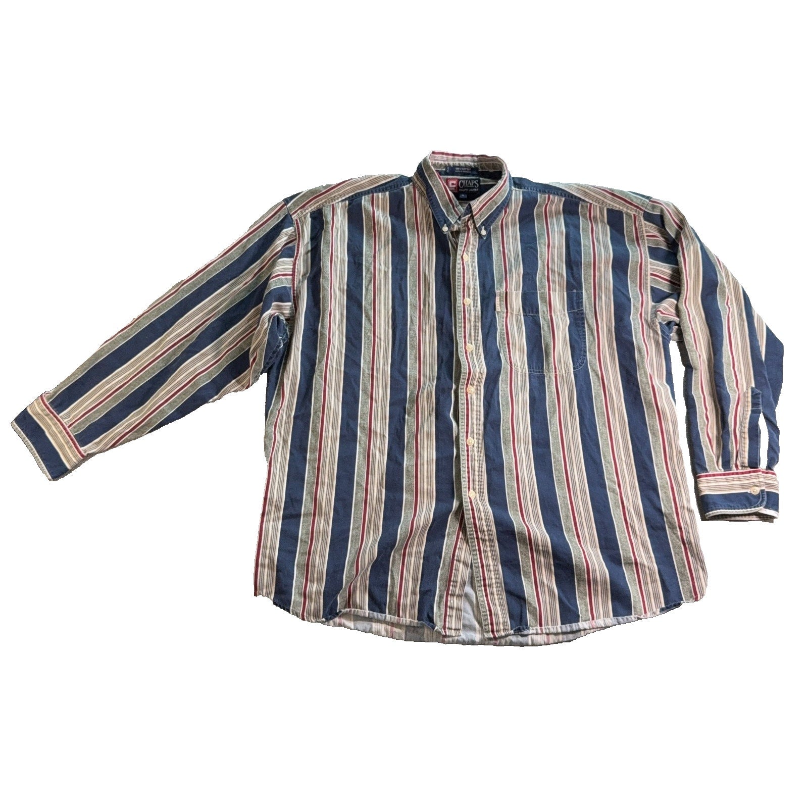 Vintage Style Chaps Ralph Lauren Shirt Mens XL Striped Button Down Cotton