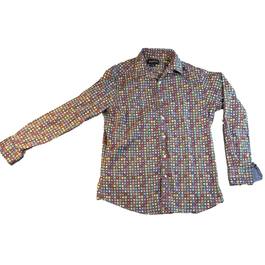 Cremieux Premium Denim Men's L Geometric Circle Shirt Retro Mod Psychedelic