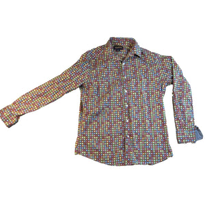 Cremieux Premium Denim Men's L Geometric Circle Shirt Retro Mod Psychedelic