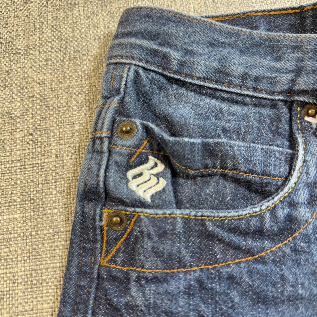 Rocawear Girls Size 10 Baggy Jeans Wide Leg Blue Y2K Embroidered R Pockets