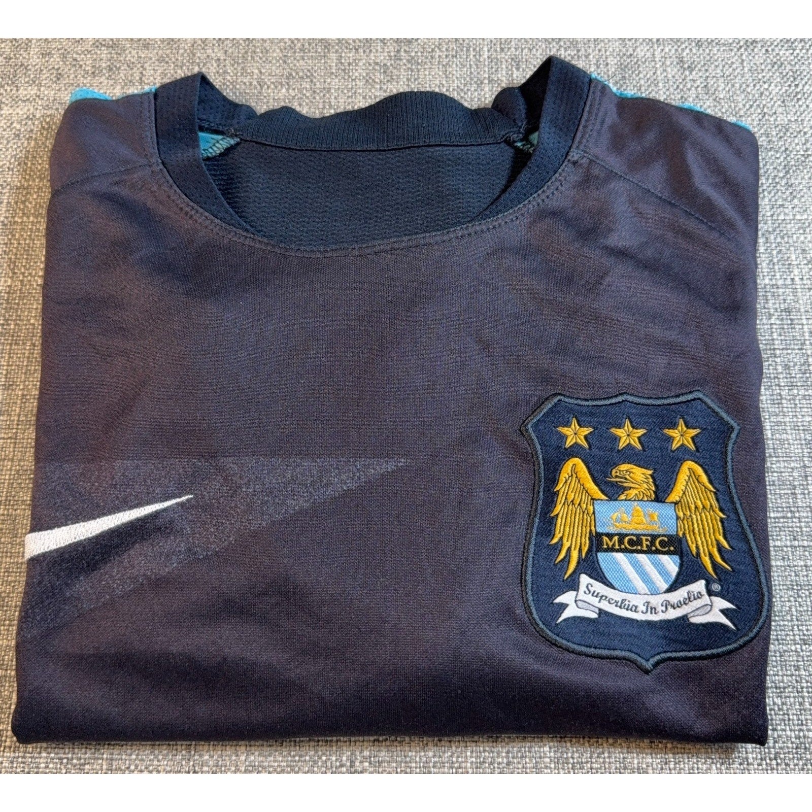 Nike Manchester City Training Shirt Mens S Navy Turquoise Dri-FIT Soccer
