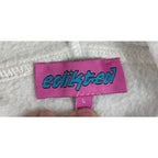 Edikted 98 Oversized Hoodie L Cream Blue Varsity Applique Y2K Streetwear