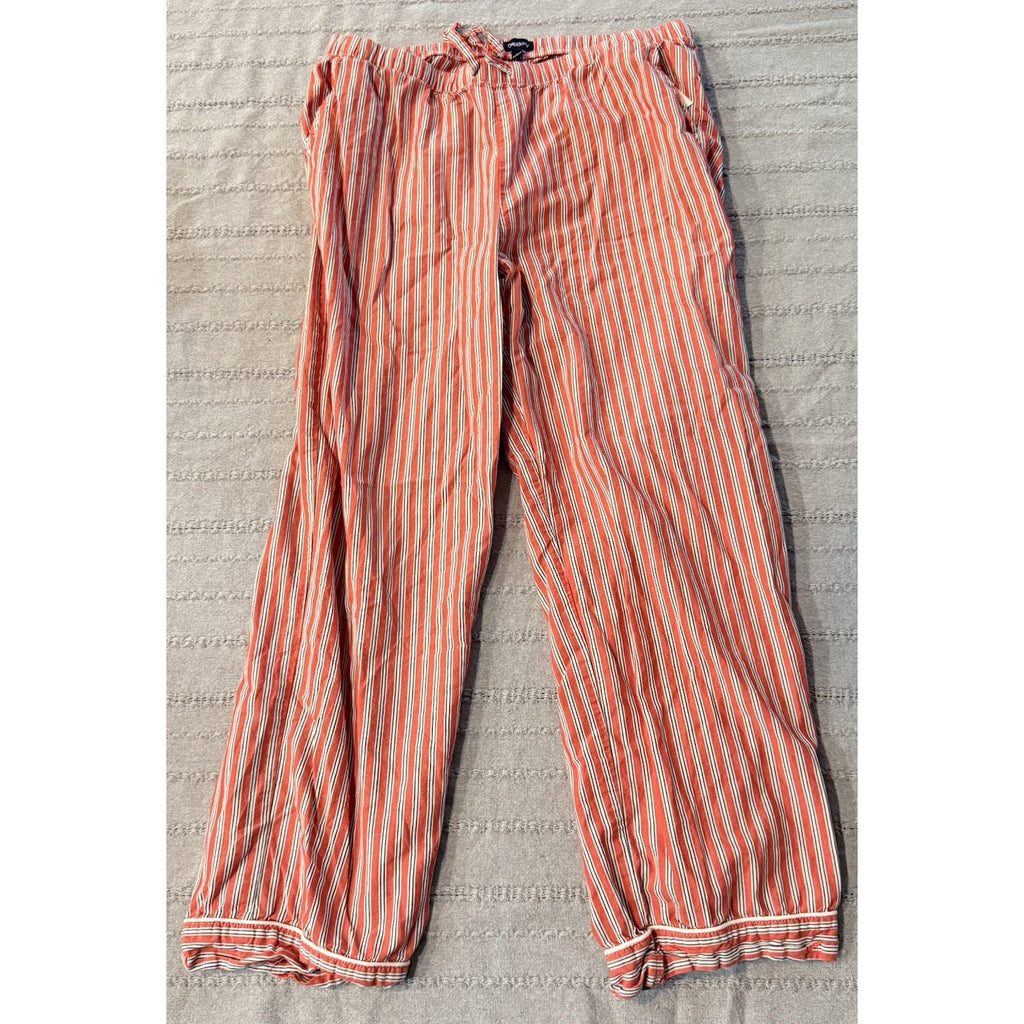 GapBody Pajama Set Womens Medium Red Stripe Button Up Top Pants Lounge Sleepwear