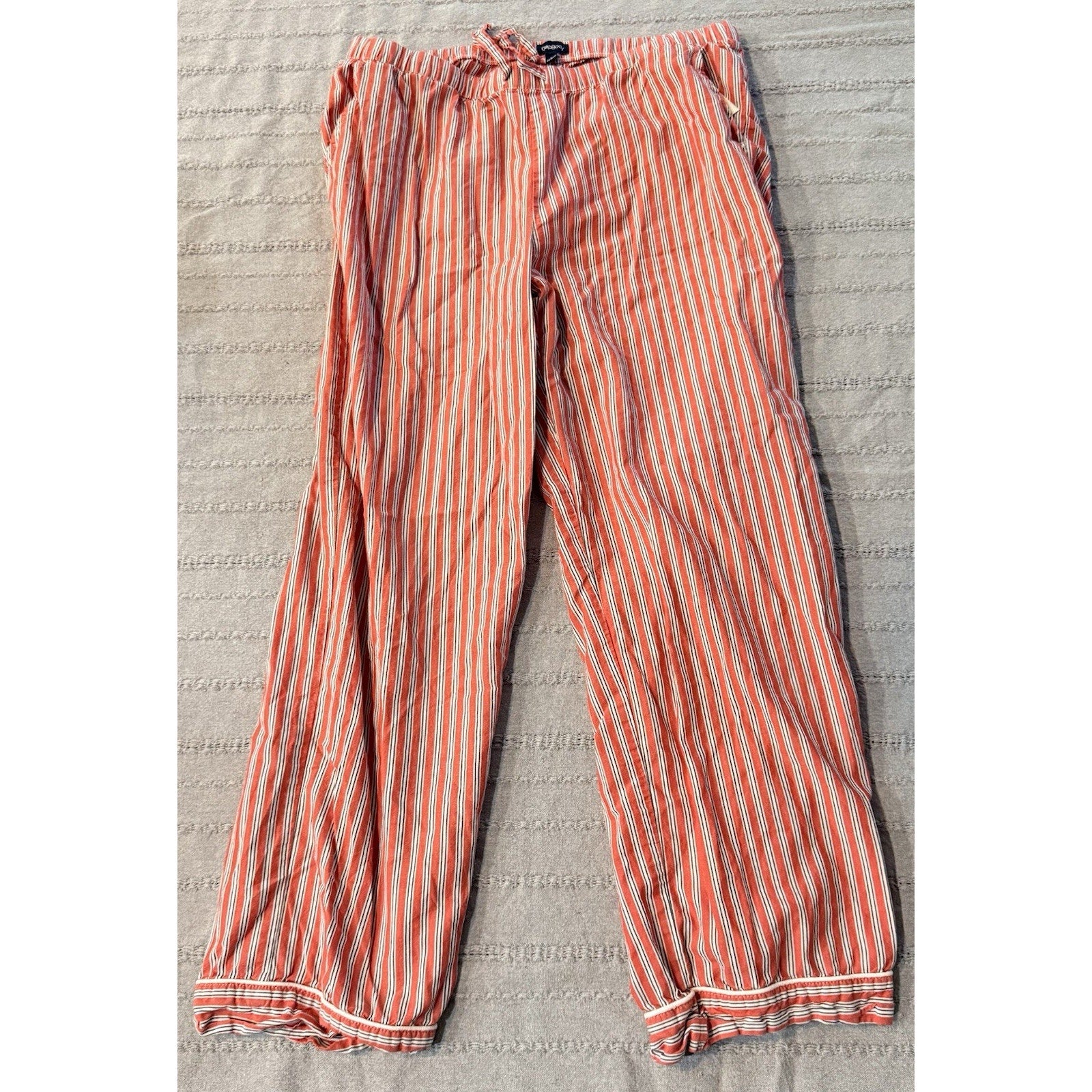 GapBody Pajama Set Womens Medium Red Stripe Button Up Top Pants Lounge Sleepwear