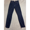 MOTHER The Swooner Crop Fray Jeans Womens 27 Dark Wash High Rise Raw Hem