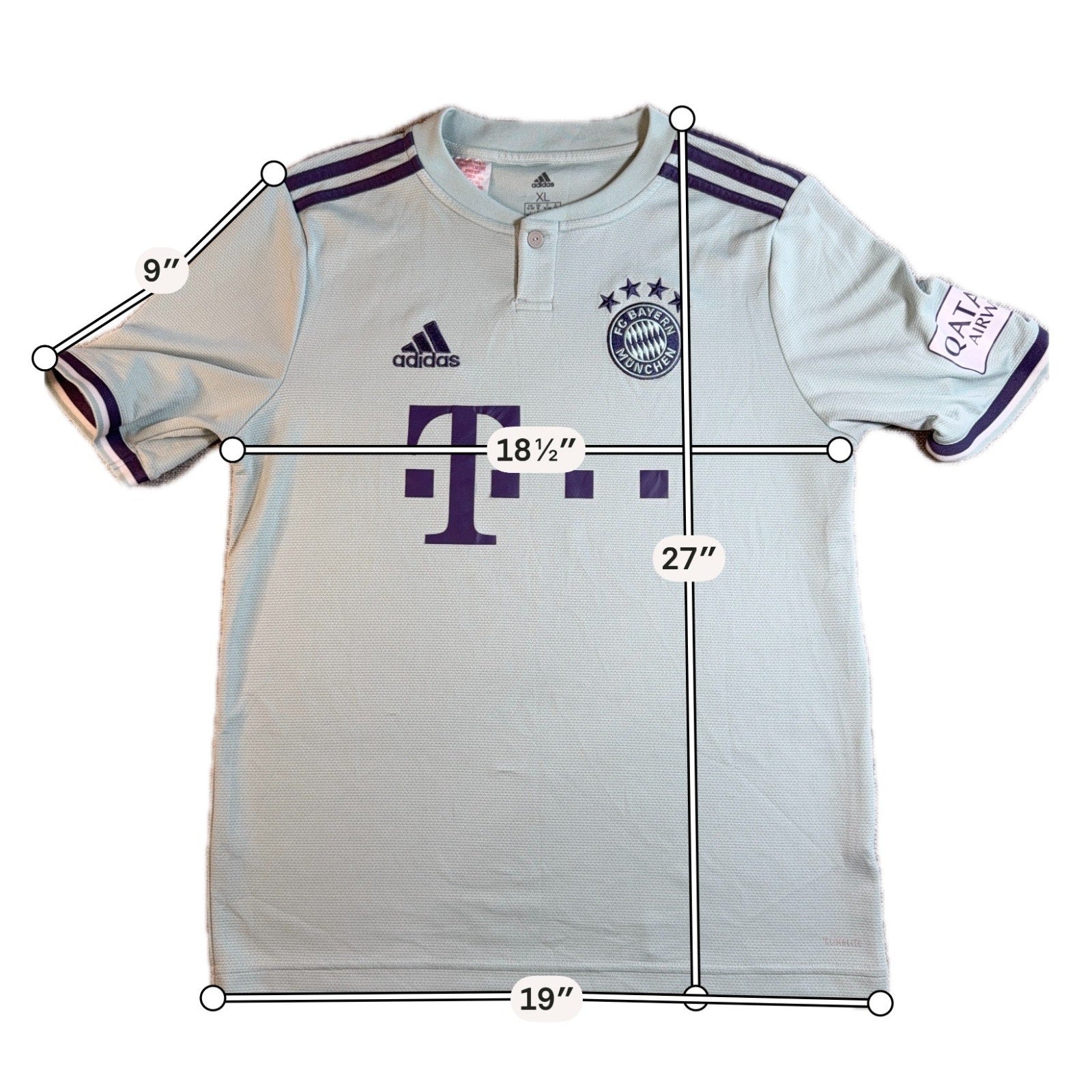 Bayern Munich 2018-19 Away Jersey Youth XL Adidas Soccer Football Green