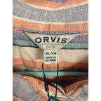 Orvis Womens XL Linen Blend Striped Shirt Lightweight Button Up Coastal Top NWT