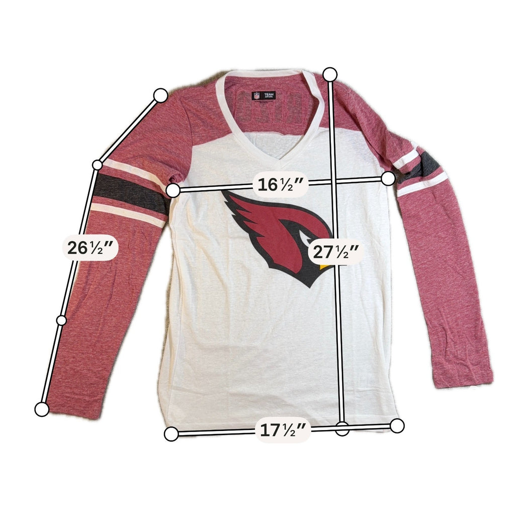 Arizona Cardinals Shirt Womens L NWT NFL Team Apparel Long Sleeve V Neck