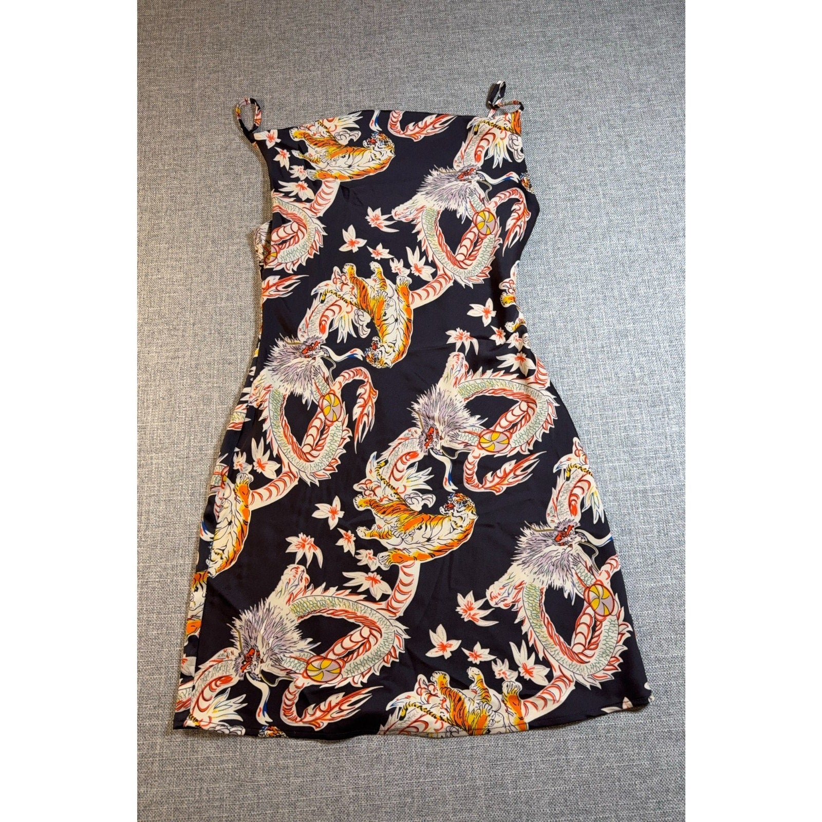 Urban Outfitters Womens 0 Dragon Tiger Print Mini Dress Strappy Y2K Tattoo