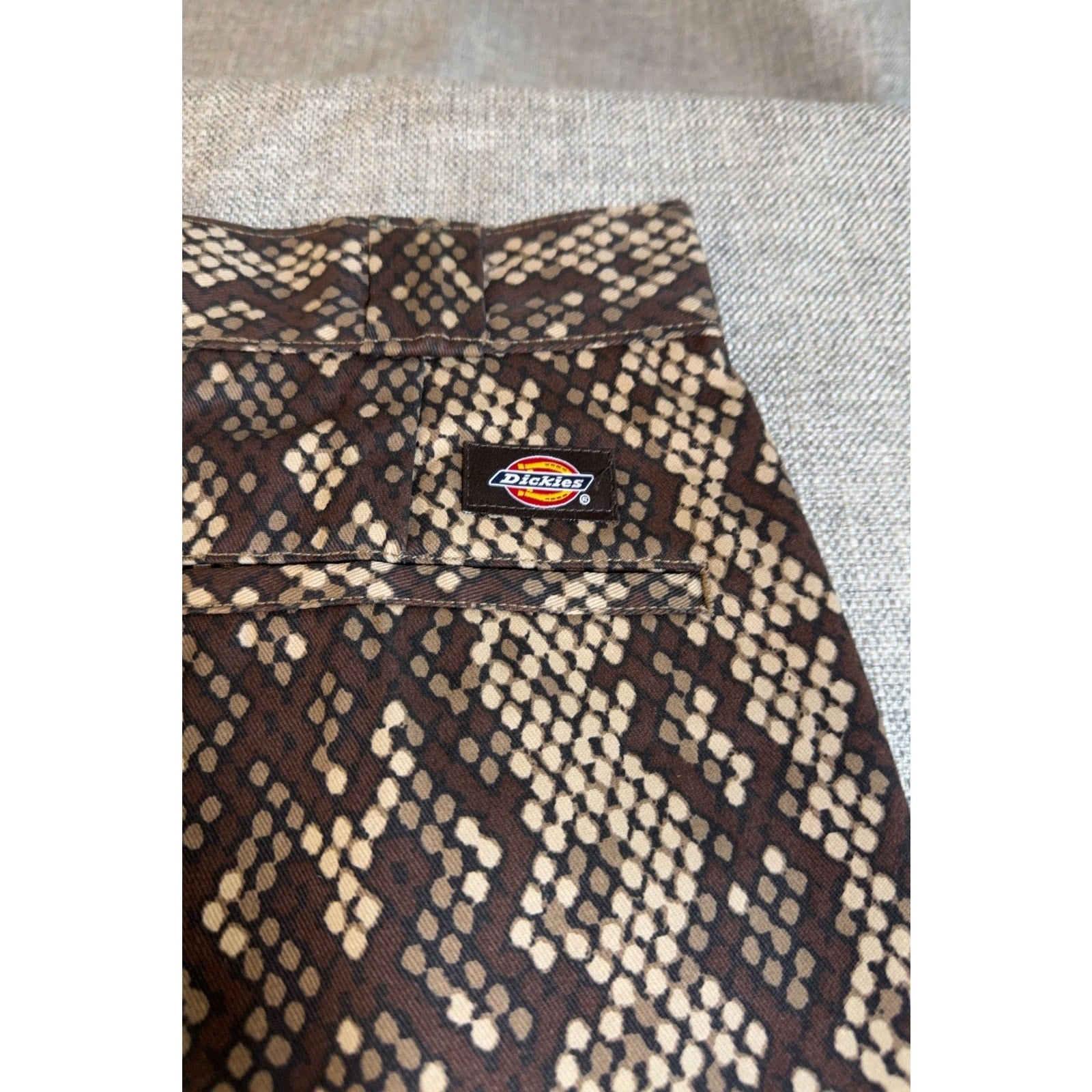 Dickies Womens 8R Snakeskin Pants Brown Python Workwear Trousers NWT