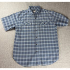 The North Face Mens Plaid Short Sleeve Button Shirt Blue Hiking Outdoor Workwear