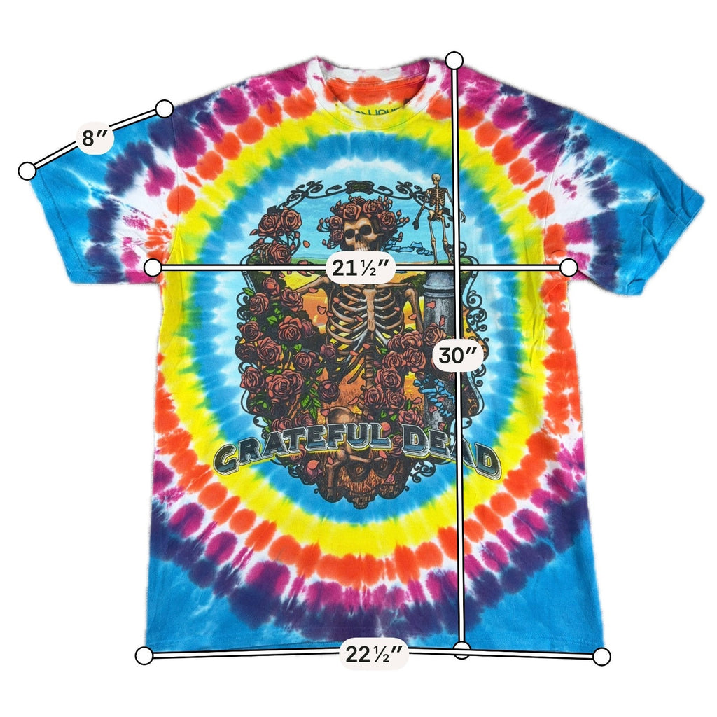 Liquid Blue Grateful Dead Tie Dye T Shirt Mens L Skeleton Roses Psychedelic