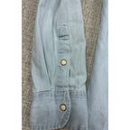 Pull&Bear Mens M Light Wash Denim Western Pearl Snap Shirt Flawed Cotton