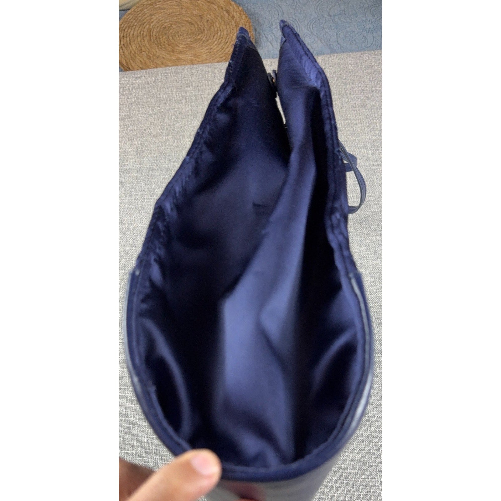 Kurt Geiger London Navy Recycled Square Shopper Tote Quilted Eagle Bag