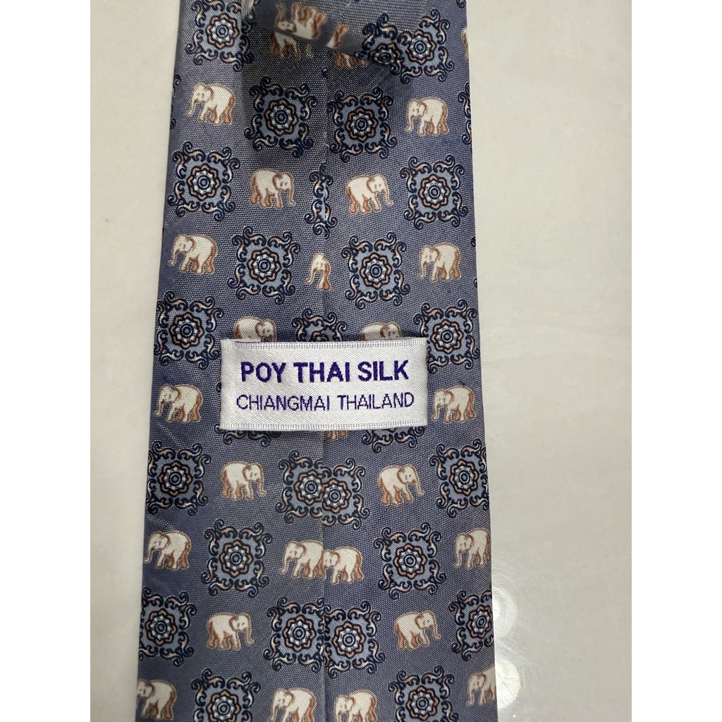 Vintage Thai Silk Tie Lot of 3 POY Thailand Chiang Mai Elephant Novelty Plaid