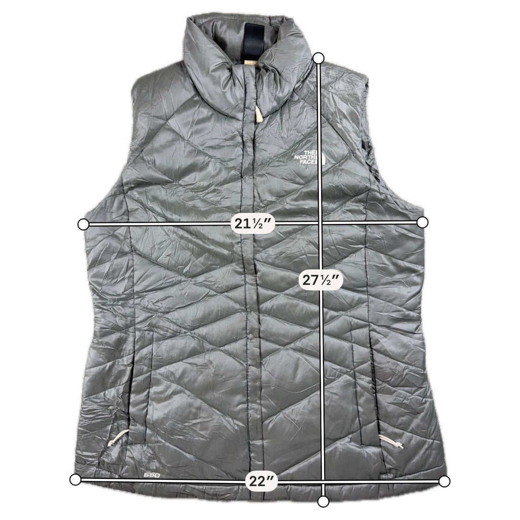 The North Face Aconcagua 550 Down Vest Womens L Gray Puffer Quilted Goose Down