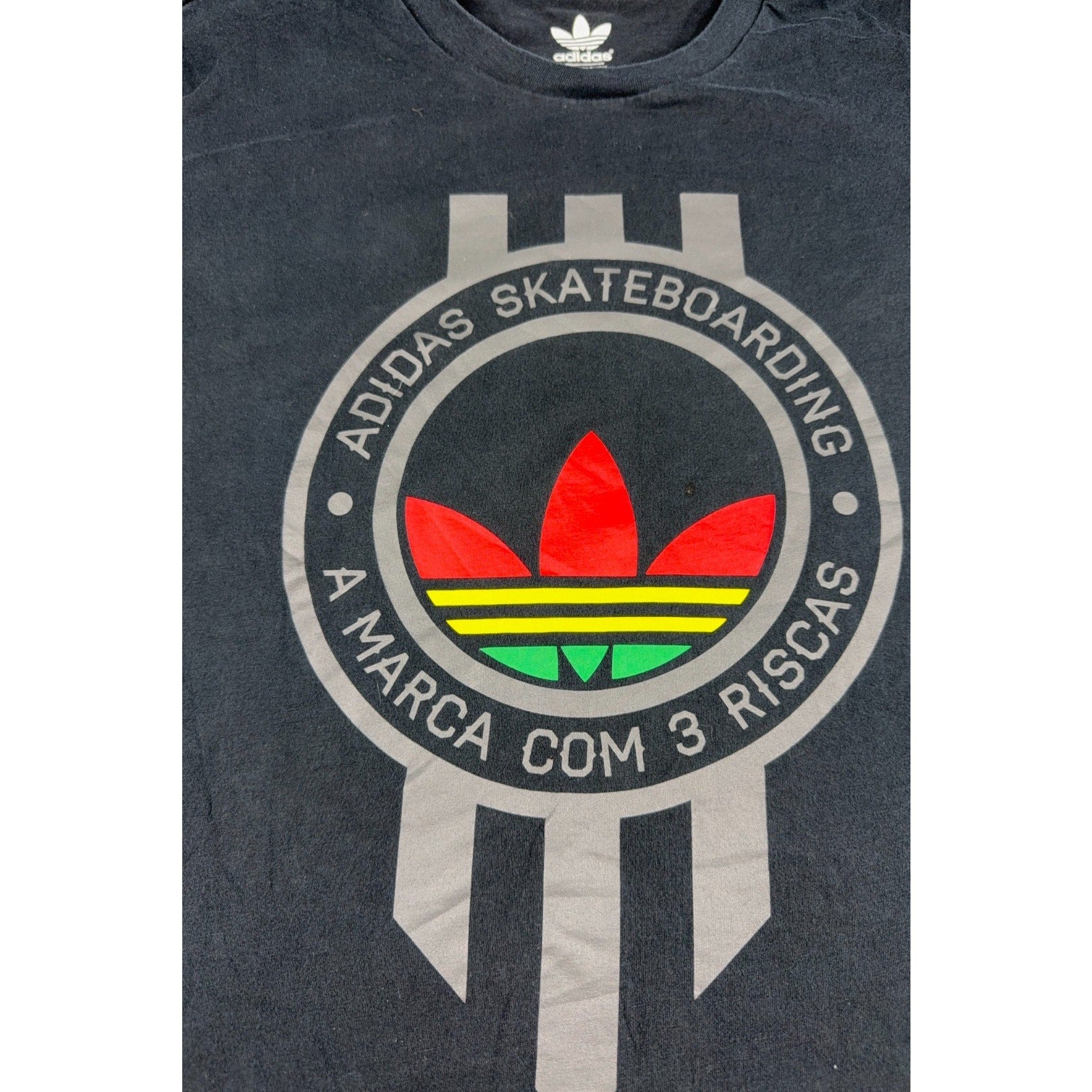 Adidas Skateboarding Sample T Shirt Men L Black Trefoil Brazil 3 Stripes Skate