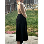 Black Suspender Midi Skirt Pinafore Dark Academia Minimalist A-Line