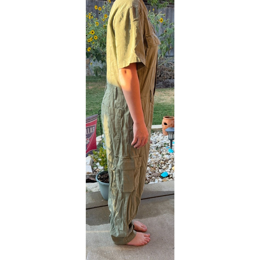 Lucky Brand Womens S Olive Utility Jumpsuit Cargo Flight Suit Gorpcore Coverall