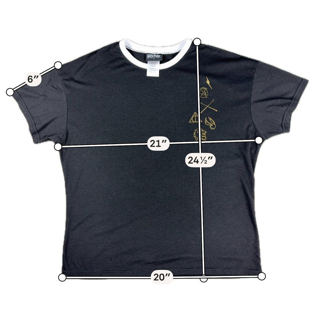 Harry Potter Platform 9¾ Black Gold Ringer Tee Gryffindor Quidditch Size L