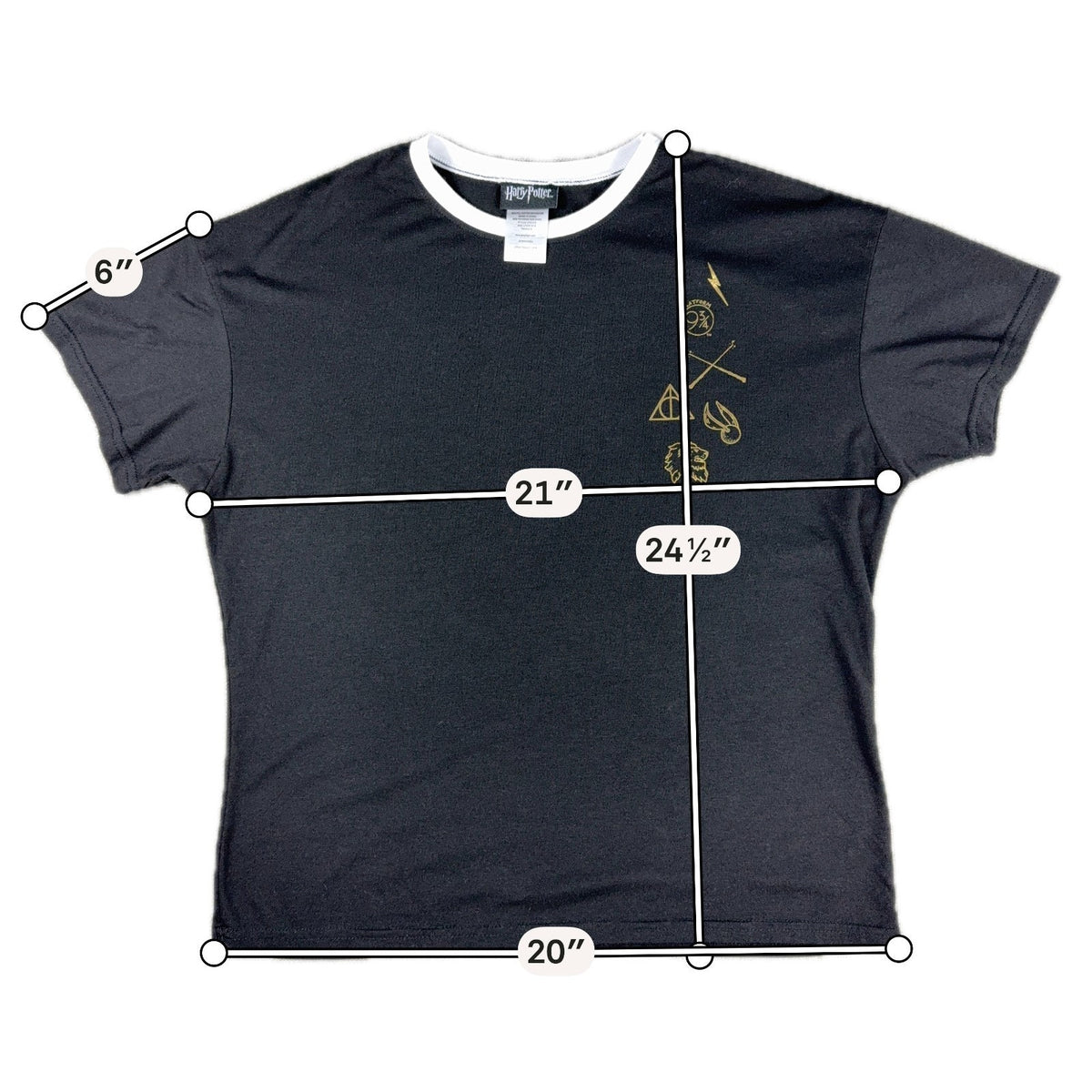 Harry Potter Platform 9¾ Black Gold Ringer Tee Gryffindor Quidditch Size L