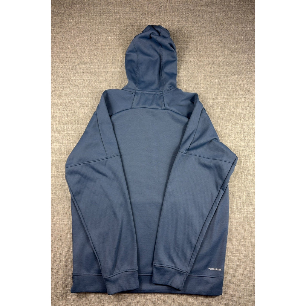 Adidas ClimaWarm Hoodie Mens L Blue Big Geometric Logo Pullover FR8273 2019