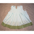 Crown & Ivy Women’s Small Pleated Swing Top Blue Green Cotton Sleeveless Tunic