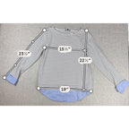 J Crew Mercantile Womens M Striped Mixed Media Top Chambray Shirttail Long Sleev