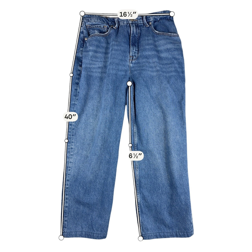 Good American Jeans Womens 10/30 Wide Leg High Rise Medium Wash Blue Denim