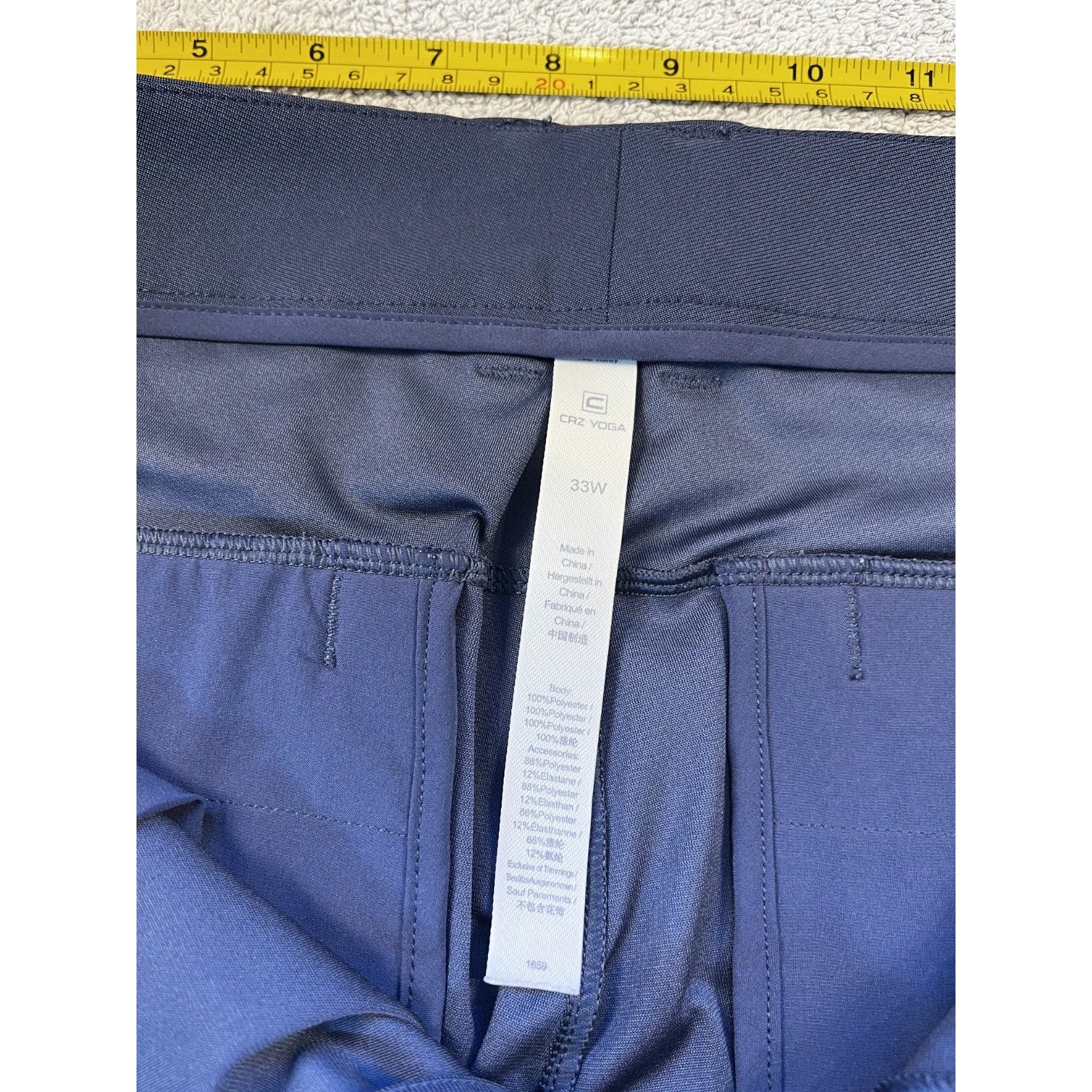 CRZ YOGA Men’s Golf Pants 33W Navy Stretch Performance Athletic Casual Pants