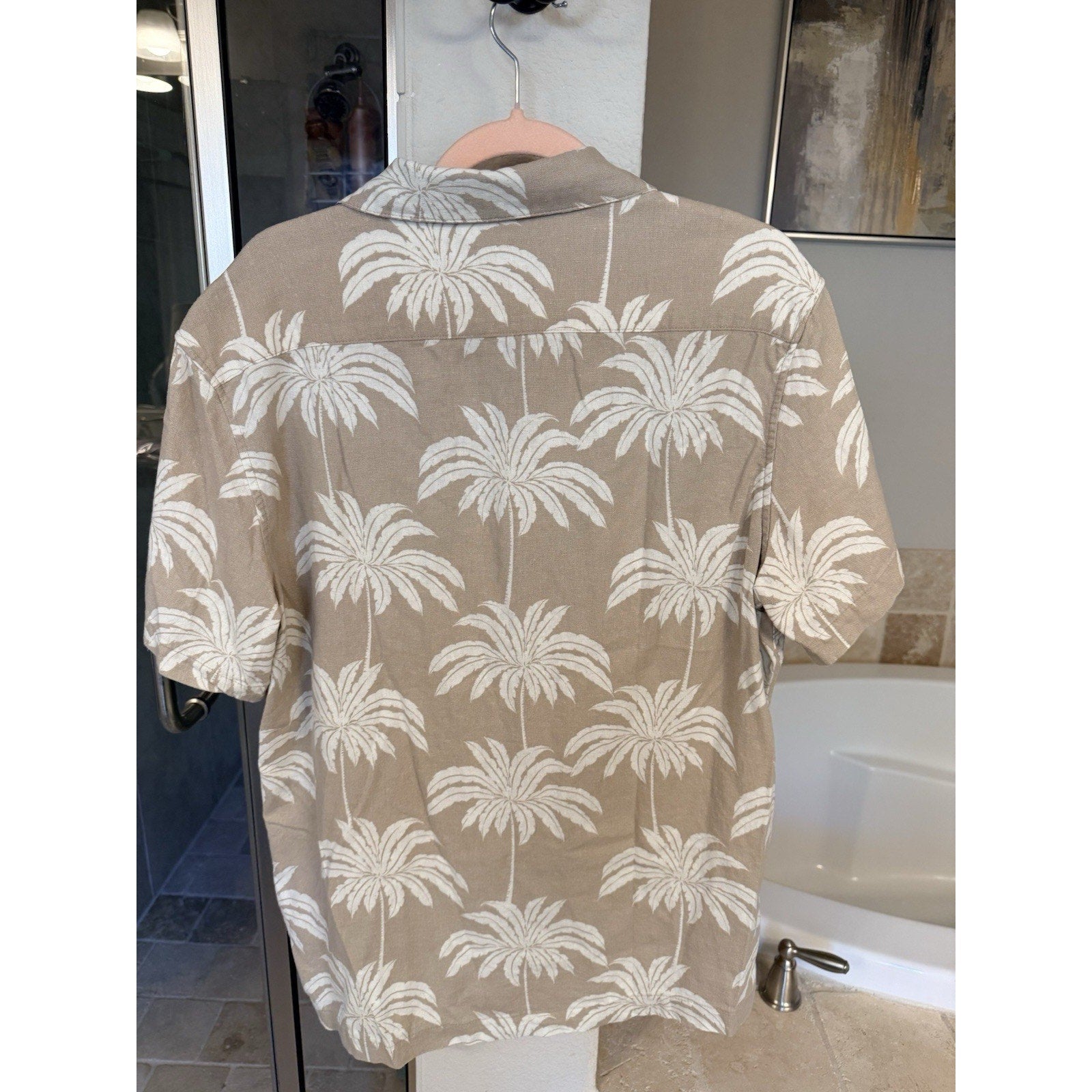 Christian Lacroix Linen Blend Palm Print Shirt (Men’s Large)