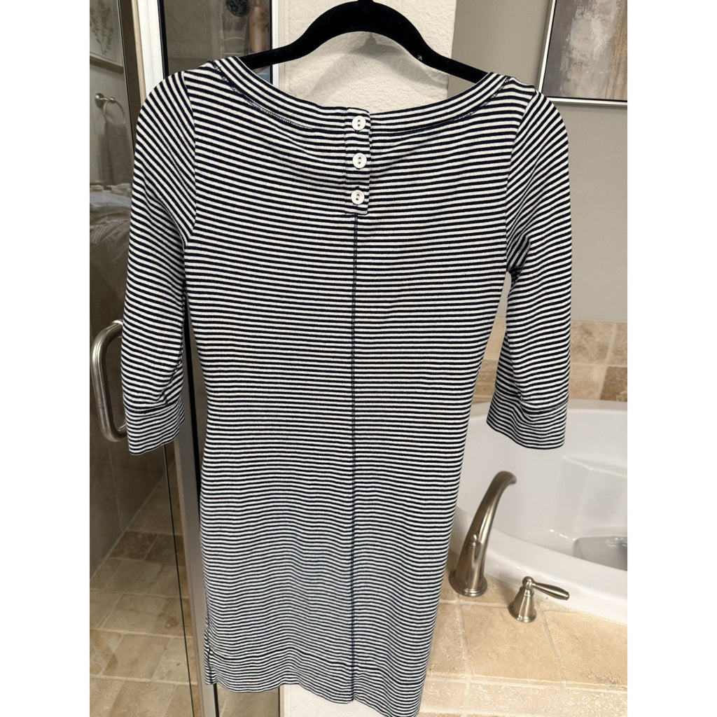 Banana Republic Striped Dress Women XS Navy White 3/4 Sleeve Nautical Stretch