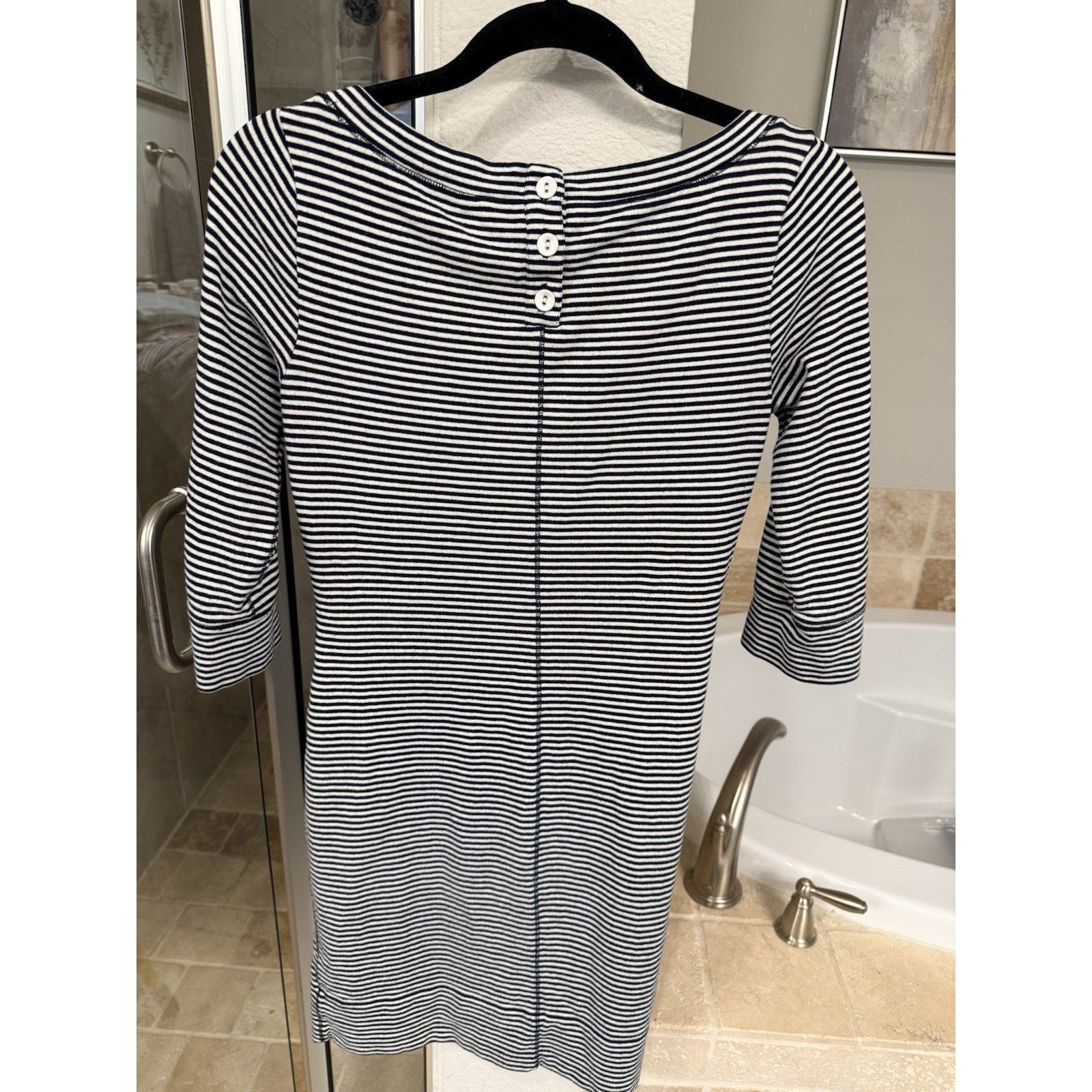 Banana Republic Striped Dress Women XS Navy White 3/4 Sleeve Nautical Stretch